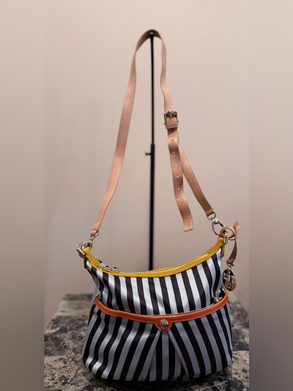 Henri Bendel Rare Centennial Stripe Canvas Crossbody - Picture 2 of 16